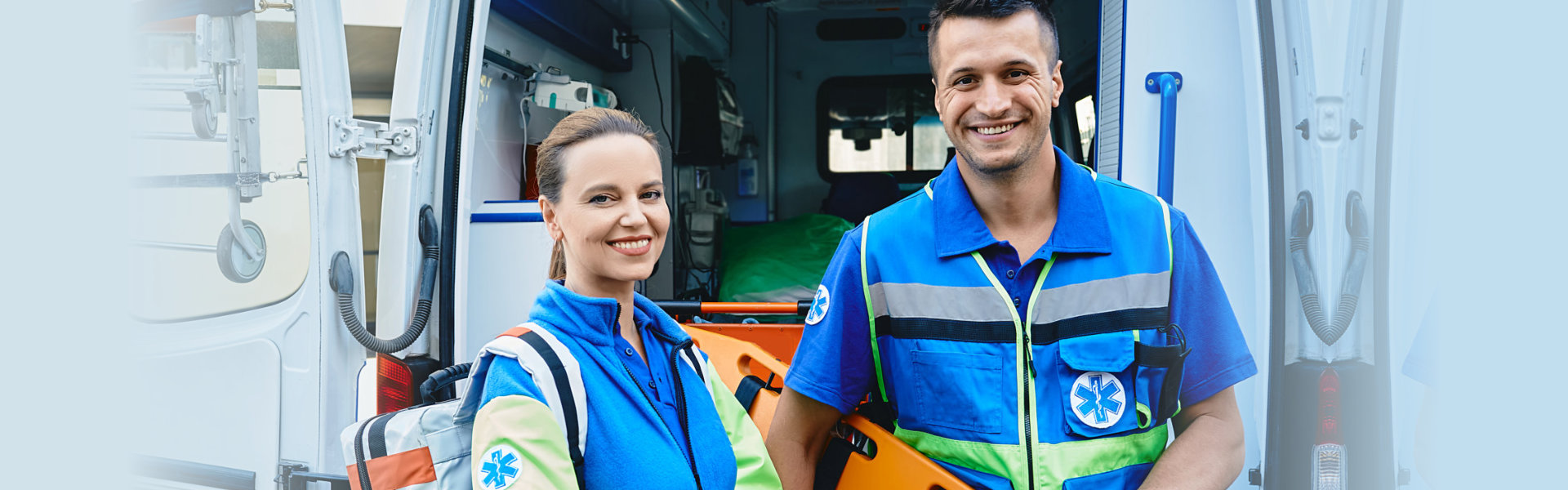Emergency medical technicians smiling